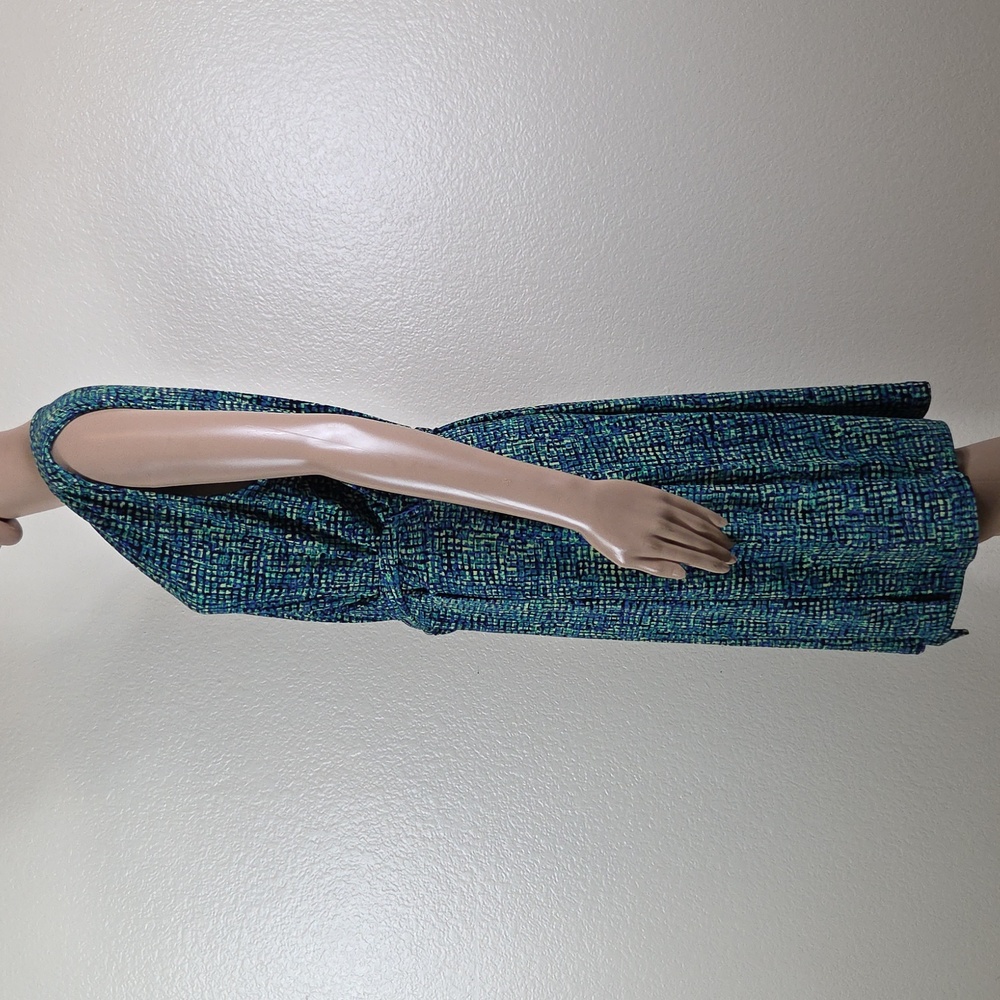Apt 9 Blue, Green, & Black Geometric Faux Wrap Dress - Picture 4 of 8